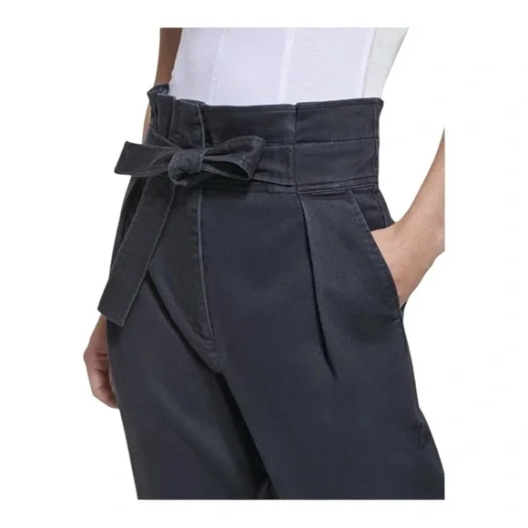 🖤 DKNY Black Belted High-Waisted Tapered Pants – Size 14 - Picture 4 of 10